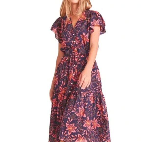 Women's - Trovata - Floral Ruffle Midi Dress - Birds of Paradis Kristi - Picture 4 of 14